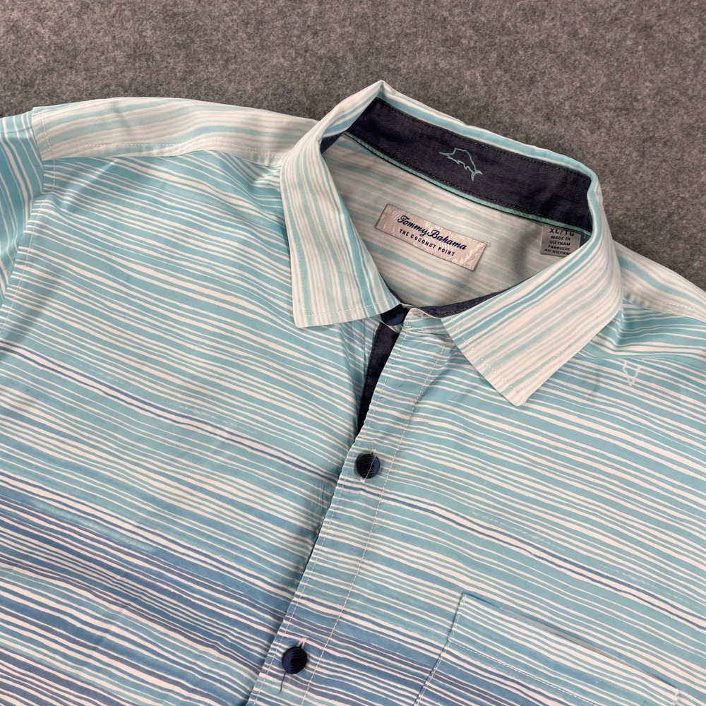 Tommy Bahama The Coconut Point Mens Button Up Shirt XL Blue Ombre Short Sleeve